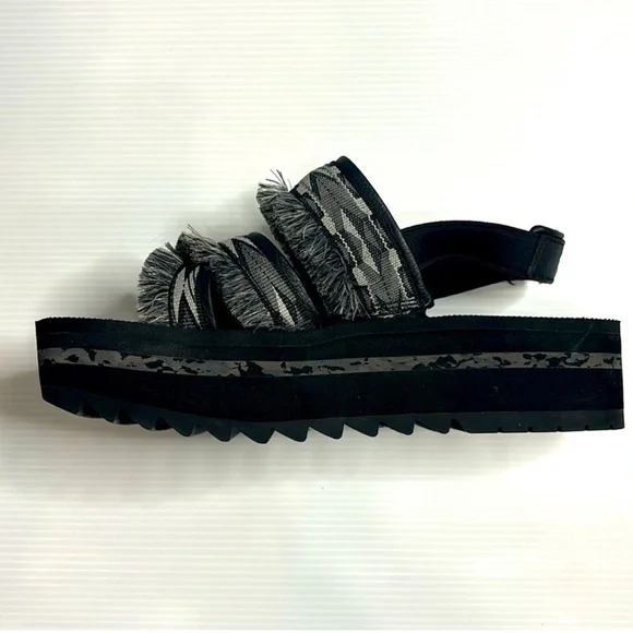 Free People x Teva Ceres Flatform Fringe Stappy Sandal Black boho size 9 - Picture 5 of 10